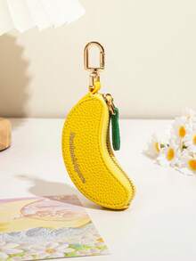 CHARM INFINITE Cute Small Banana Shaped Mini Coin Purse Keychain, Portable Lightweight Coin Storage Bag, Cartoon Fruit Accessory Suitable For Women And Girls, Mini Wallet Small Wallet Daily Travel Casual Essential Cute Storage Bag - Yellow - View 8