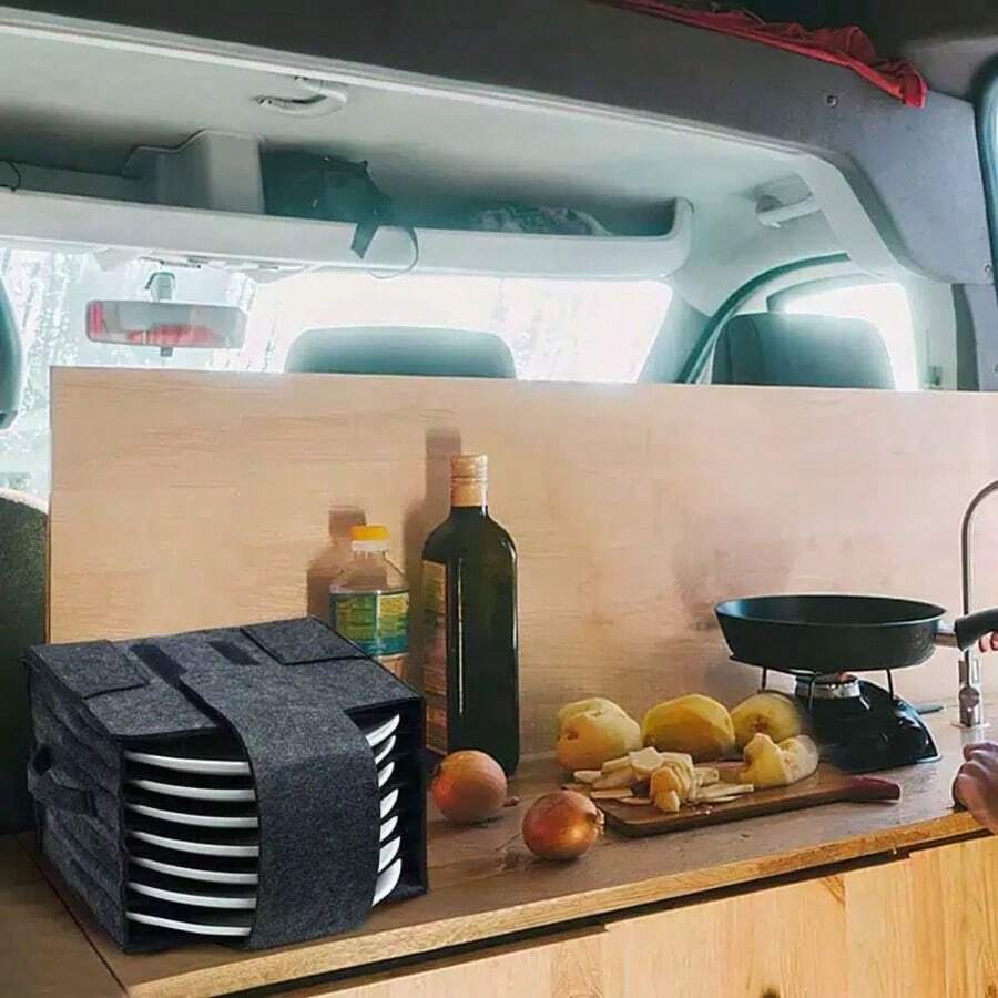 Felt Tableware Storage Bag, Suitable For Camping RV Kitchen, Can Store Plates, Cups, Handbags, Ceramic Products, Etc. - Multicolor - View 1