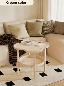 Matte Coffee Table 3 Colors Available 1pc Modern Minimalist 2-Tier Storage Coffee Table - Space-Saving Living Room, Office And Bedroom Multi-Functional Desk - Compact Design, White, Beige, Green, Black, Office Decor And Accessories, Independent Furniture, Easy To Clean Surface - Multicolor - View 7