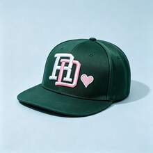 1pc HD Letter Heart Embroidered Flat Brim Snapback Cap Adjustable Hip‑Hop Streetwear Baseball Cap Unisex Fashion Sun Hat - Multicolor - View 13