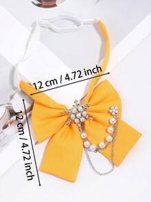 1 chiếc nơ cổ áo sơ mi điều chỉnh được màu hồng đậm/vàng/xanh lá/trắng/cam, trang trí chuỗi ngọc trai bông tuyết - Nhiều màu - Xem 8