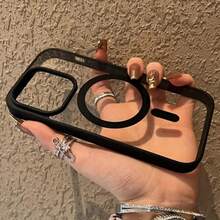 Luxury Matte Wireless Charging Shockproof Phone Case, Compatible With Apple 18/17/16/15/14/13/12/11 Pro Max S21 22 23 24 25 Plus 25 Ultra, With Semi-Transparent Armor Protective Cover - Black - View 5