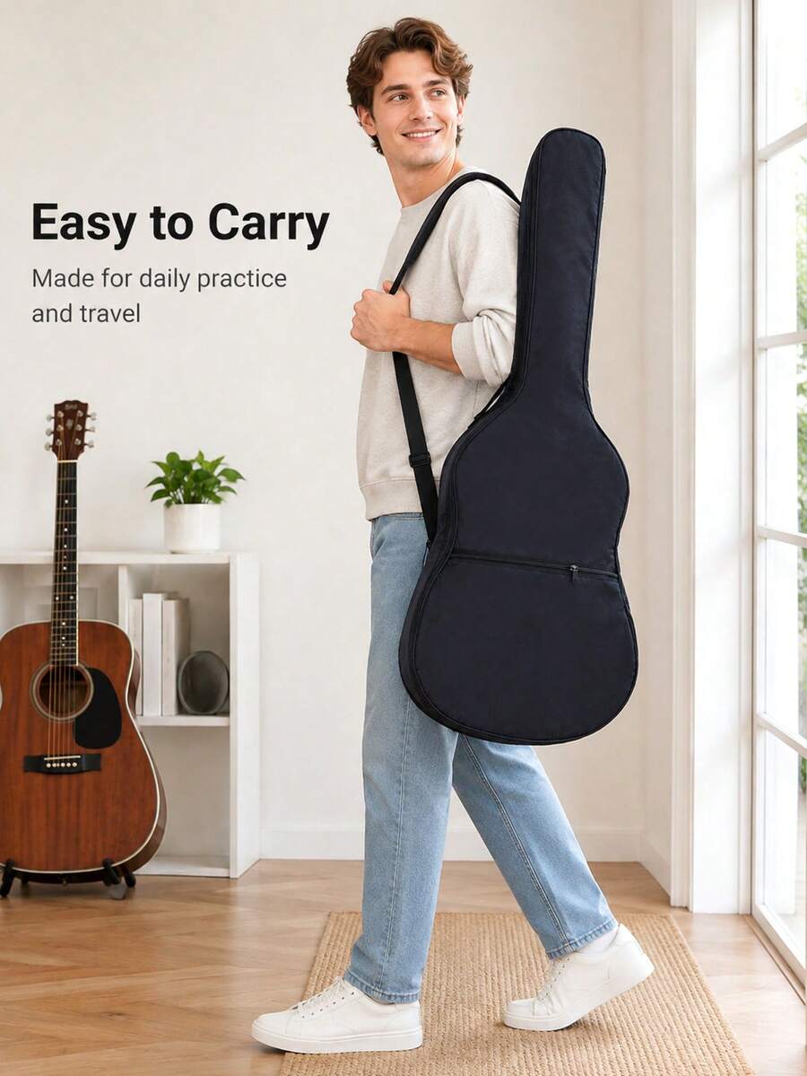 Folk Guitar Bag, Portable Guitar Bag, Musical Instrument Accessories, Adjustable Shoulder Strap Guitar Protective Case, Suitable For Daily Carry, Travel, Music Lessons, Outdoor Performances, Home Storage, Guitar Enthusiasts And Beginners Accessories Gift - Multicolor - View 1