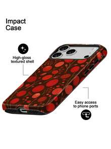 Black And Red Retro Cherry Print Case For IPhone18 Pro Max,17,17Pro Max,16Pro,15Pro Max,13pro,15,14,14Pro,13,12,11 - Dark Fruit Polka Dot - View 4