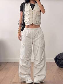 FWH Women's Lightweight Outdoor Camping Hiking Functional Cargo Flare Leggings, Autumn Style - Grey - View 3