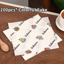 200pcs Food Paper, Sandwich Paper, Baking Decoration Greaseproof Paper, Suitable For Toast, Cake, Dessert, Bread And Tray Liners 50/100/200pcs - Multicolor - View 10