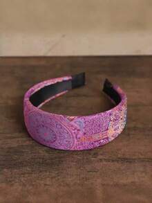 1pc Women's Chinese Style Jacquard Wide Headband, Vintage Floral Pattern Non-Slip Hair Accessory, Elegant Daily Hair Accessory - Multicolor - View 5