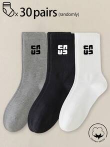 1/3/5/10/15/20/30 Pairs Women's Mid-Calf Cotton Socks, Black, Suitable For Autumn/Winter/Spring/Summer/Sports/Casual, Breathable And Moisture-Absorbing - Multicolor - View 23