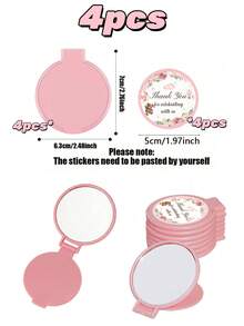 24/12/4pcs Gender Reveal Party Floral Bear Thank You Style Portable Folding Mirror - Pink Foldable Mini Convenient Round Makeup Mirror Single-Sided Small Mirror With Pink Floral Bear Thank You Sticker, Can Be Used As Gender Reveal Party Gift, Baby Shower Party Gift, Baby Shower Party Favor, Baby Party Theme, Children's Birthday Gift, Guest Return Gift, Ideal Choice For Party Supplies And Decorations (Pink) - Multicolor - View 13