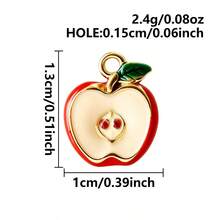 2pcs Red Apple & Green Apple Shaped Pendant, 316 Stainless Steel Material, Wear-Resistant, Fade-Resistant, Gold Color, Integrated Hanging Ring, Minimalist Versatile Fashion Fruit Style Accessory, Niche Exquisite Personalized Outfit Jewelry, Unisex, Suitable For Handmade DIY Enthusiasts, Can Be Paired With Chain, Hand Rope, Self-Made Bracelet, Necklace, Daily Wear Jewelry, Exquisite Pendant, Perfect For Gifting - Apple - View 8