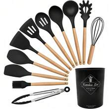 17 Piece Silicone Kitchen Utensil Set With Holder, Heat Resistant Cooking Utensils, Non Stick Pan Friendly, Modern Stylish Kitchen Tools For Daily Cooking - Default - View 2