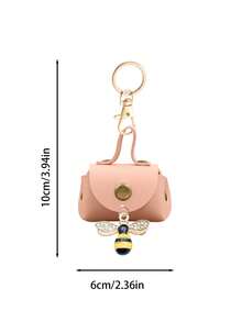 Mini Handbag Keychain Features A Bee Charm Accessories Series, Coin Wallet,Portable Small Bag Pendant,For Change,Earphone,Coins,Lipstick - Multicolor - View 11