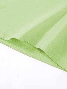 Autumn/Winter Ribbed Cotton Long Sleeve Top For Girls, Casual Sporty College Style - Fruit Green - View 7