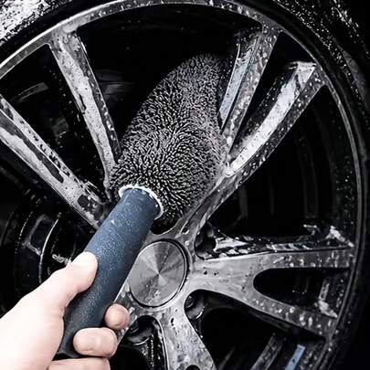 Cepillo de mango largo para neumáticos, adecuado para lavar el coche, limpiador multifunción para ruedas y llantas, se puede usar para el motor del coche, tubo de escape, motocicleta, bicicleta y detallado de vehículos