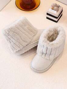 Baby Thick Fur Lined Snow Boots, Non-Slip Soft Sole Children's Winter Boots - Beige - View 5
