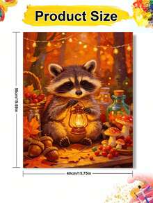 1pc Autumn Theme DIY Digital Oil Painting, Raccoon Canvas Art Painting For Adult Beginners, Wall Decor Home Decor, Holiday Gifts. - Sets - View 8