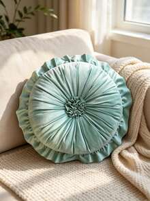 1pc/6pcs Solid Color Ruched Velvet Pumpkin Throw Pillow, Pleated Round Decorative Cushion, Soft Thickened Seat Pad, Floral Ruched Design, Elastic Filling For Pressure Relief, Suitable For Sofa, Windowsill, Bedroom Indoor Home Decor - Multicolor - View 21