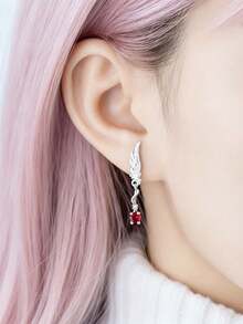 1pc Sweet Cool Unique Dark Style Angel Wings Titanium Alloy Bar Ear Cartilage Piercing Stud - Angel Wing Stud Earrings - View 14