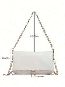 Winter New Classic PU Waterproof Leather Grain Long Shoulder Bag Crossbody Bag, Asymmetrical Flap Design Wallet, Suitable For Women Daily Shopping - White - View 5
