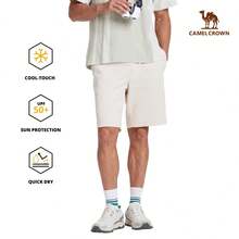 CAMEL CROWN Men's Casual Cotton Loose Fit Drawstring Knee-Length Shorts, Summer - Rice Apricot - View 10
