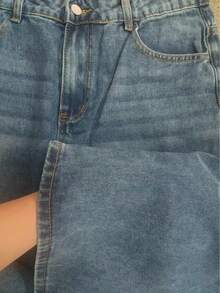 Hearty Haven 1pc Japanese Style Fresh Versatile Washed Casual Wide Leg Loose Straight Jeans For Men - No Accessories - Blue - View 8