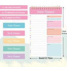 Set Of 5 Daily Planner Spiral Notebooks - A5 Format With Transparent Cover, Double Coil Binding, 30 Sheets For To Do Lists, Key Priorities, Scheduling, And Notes For Work, Exercise, And Study Planning - 1 Set - View 4