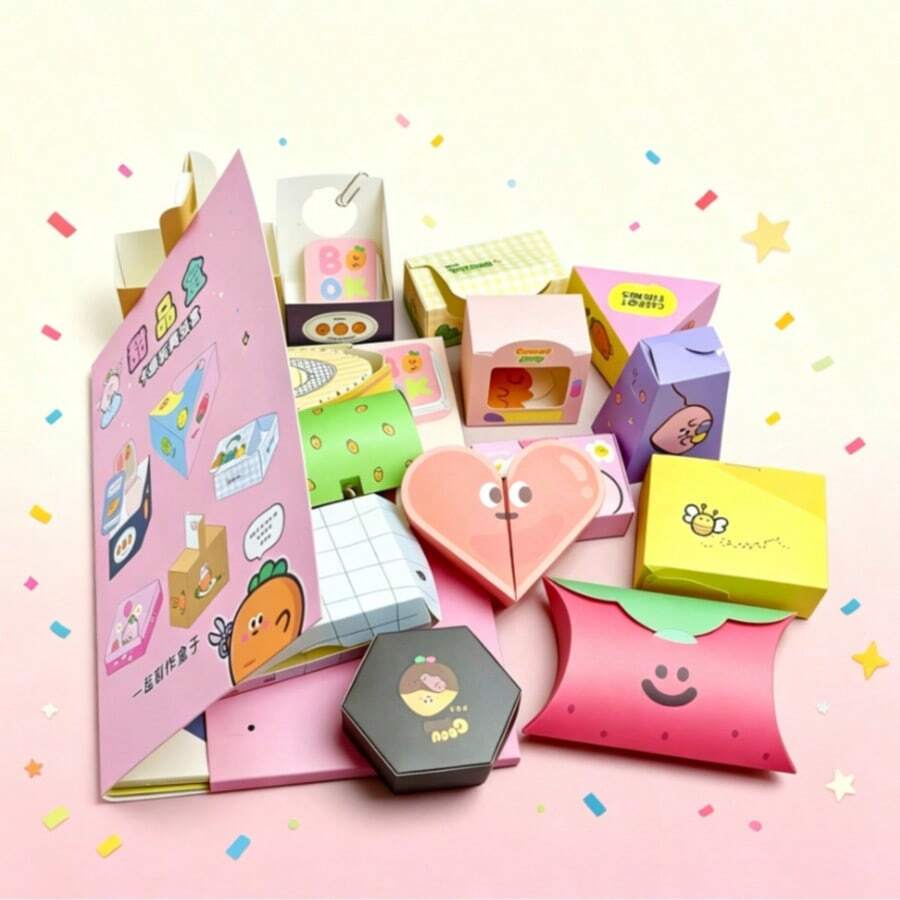 15 Types 3D Origami Boxes Handmade Fun Craft Magic Boxes, Educational Origami Boxes Educational Handmade Teaching Tools Craft Material Paper Boxes