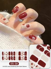 Emi Cured Gel Nail Strips , Clear Base, 20 Pcs Gel Nail Wraps, Stickers, UV Light Required, Salon Quality, Long Lasting,ES20 Cross-Border Wholesale Drop Shipping Red Book Same Style Nail Stickers Nail Stickers For Fingertips - Red - View 7