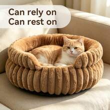 Round Cat Bed With Notch, Warm And Breathable, Fluffy And Soft, Suitable For All Seasons, Solid Color, Small Pet Bed/Cat Bed, Winter Warm Pet Bed. Cat Bed, Dog Bed - Multicolor - View 3