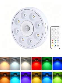 3/1pc Magnetic RGB Sensor LED Puck Light, USB Rechargeable Under Cabinet Night Light, 1200mAh Wireless Adhesive Light, Suitable For Wardrobe, Cabinet, Bedroom Decoration - Rechargeable Motion Sensor Cabinet Light - View 4