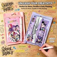 KPop Demon Hunters K-POP Gift Stationery Set With Badge, Pen And Notebook, Bestselling Stationery Store Selection, Suitable For Teenager Desk Decor, Holiday Gift, Classroom Incentive Prize, Fan Giveaway - Multicolor - View 4