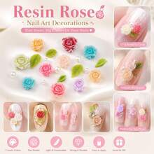 150pcs Mixed Color Floral Acrylic Set, Suitable For DIY Jewelry, Nail Art, Phone Case, Clothing And Handmade Accessories Material - DIY - View 4