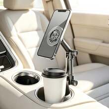 2-In-1 Magnetic Car Phone Holder - Strong Magnet, 360° Rotating Adjustable Arm, Durable ABS Material Suitable For Most Car Models, Includes Magnetic Phone Sticker - Black - View 4