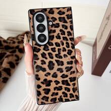 Vintage Leopard Print PU Leather Case Compatible With Samsung Z Fold 8 Ultra/8/7/6/5/4, Women Shockproof Foldable Phone Cover Full Anti-DropProtection Shell - Coffee Brown - View 16