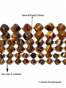 1 Strand Natural Yellow Tiger Eye Stone Beads 6/8/10mm Faceted Twist Shape Beads Loose Spacer Beads For Jewelry Making Diy Accessories - Multicolor - View 12