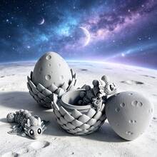 Cute Adorable 3D Printed Moon Dragon Egg Model Set Plastic Toy Ornament Desktop Decor Sculpture Holiday Gift - Multicolor - View 7