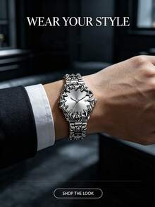 VA VA VOOM Unique Shaped Stainless Steel Strap Watch,Gradient Surface,Cool Men's Quartz Watch,Suitable For Daily Party Occasions Wear - one-size - View 9