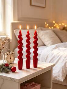 4pcs Christmas Gift Scented Candle Set, Burgundy Christmas Taper Candles, Christmas Home Decor Candles, Christmas Gift Decoration With Scented Candles - Claret - View 7