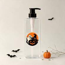 1pc/2pcs/3pcs 400ml Pumpkin And Ghost Cartoon Pattern Transparent Square Soap Dispenser, Refillable Shampoo, Body Wash And Conditioner Dispenser, Halloween Theme - Suitable For Halloween, Shower, Hotel, Kitchen Use - No Electricity Required - Clear - View 1