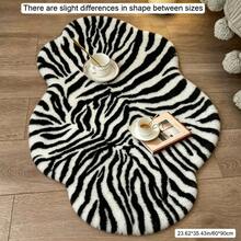 1pc Zebra Stripe Hexagon Cloud Shaped Plush Rug, Faux Rabbit Fur Indoor Decorative Carpet, Cloud Shape, Hand-Cut With 1-5cm Error, Bedroom Decor, Small Rug, Carpet, Home Decor, Living Room Rug, Living Room Small Rug, Bedroom Rug, Living Room Home Decor, Outdoor Rug, Washable Rug, Fluffy Rug, Furry Rug, Autumn/Winter Rug, Thick/Plush - Multicolor - View 3