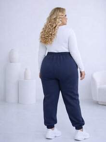 Plus Size Pants - Navy Blue - View 2
