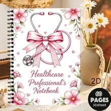 1 Buah Buku Catatan Spiral A5 Motif Bunga Perawat Warna Pink, Cocok Untuk Penggunaan di Rumah Sakit dan Kantor, Dapat Digunakan Sebagai Buku Catatan, Buku Sketsa, Hadiah Natal - A5 - View 6