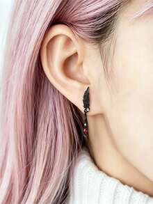 1pc Sweet Cool Unique Dark Style Angel Wings Titanium Alloy Bar Ear Cartilage Piercing Stud - Angel Wing Stud Earrings - View 13
