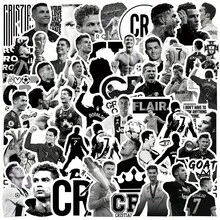 FIFA 50張 C羅 Cristiano Ronaldo 足球貼紙，黑白照片，7號球衣，賽場動作與肖像圖案，適合球迷 - 彩色 - 查看 9