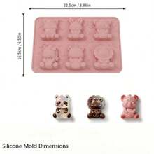 6-Cavity Cute Rabbit & Panda Animal Silicone Baking Mold, Heat-Resistant Mold For Making Various Desserts, Mousse Cakes, Pudding, Chocolate, DIY Mold - View 4