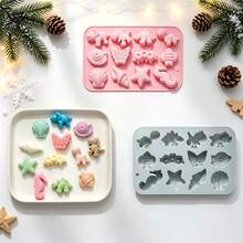 2 khuôn silicon hình khủng long đại dương làm socola, kẹo, pudding, thạch, đá, dễ tách khuôn, chịu nhiệt, dùng cho làm bánh tại nhà và đồ thủ công handmade - Xem 1