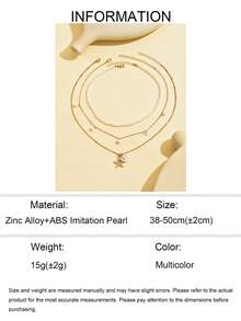 3pcs/Set Faux Pearl, Tassel, Stone, Seashell Pendant Gold Chain Necklace For Women, Multilayer Choker Suitable For Casual, Beach, And Daily Wear - Imitation Pearl + White Gravel - View 5