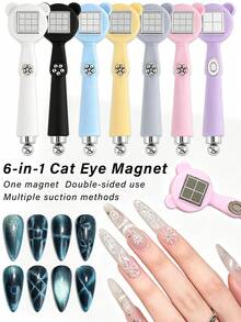 6 In 1 Bear Cat Eye Magnet Set, Double-Sided Multi Shape Nail Magnetic Wand, With Double-Headed French Magnet Tool Create Grid Line French Cat Eye Effect, Nail Art Magnetic Tool For Cat Eye Gel Polish Salon Home DIY Manicure Beginners - Multicolor - View 4