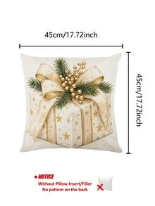 Christmas Table Runner, Throw Pillow, Placemat, Vintage Gold Star Gift Box Bow Pine Branch Berry Print, Kitchen Dining Room Holiday Tabletop Decor - Multicolor - View 11