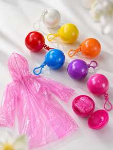 1/2/4/6/8pcs Portable Rain Poncho Ball Keychain, Each Ball Includes 1 Random Color Disposable Hooded Raincoat, Compact Emergency Rain Poncho With Round Storage Case And Hook For Music Festivals, Travel, Camping, Hiking & Outdoor Use - View 6